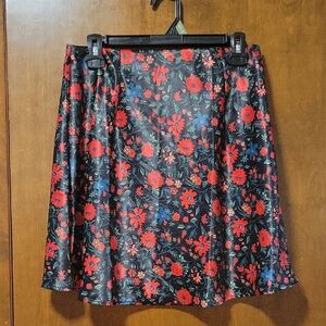 Satin Flare Mini Skirt Cover Various Floral Dotted Animal Print S/M NWOT